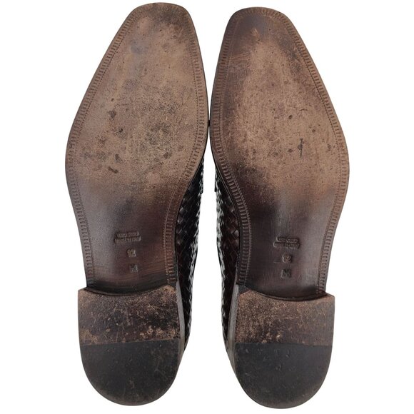 Paul Fredrick Italian Brown All Leather Woven Dress Shoes Mens 12M Derby Oxfords main image 8